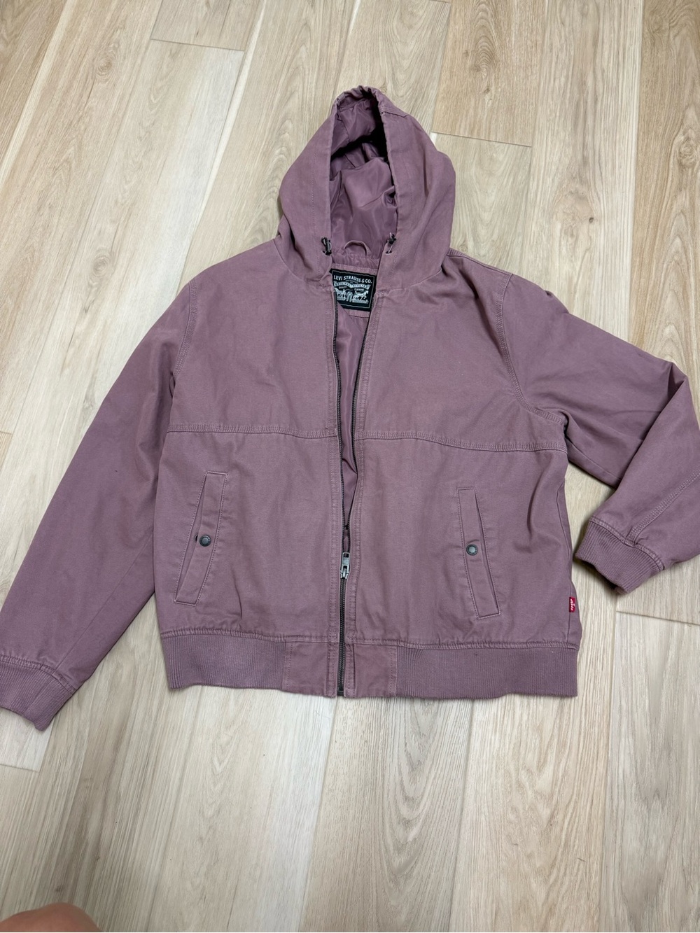 Levi’s Levi Strauss & Co. Women’s Mauve Hooded Cotton Bomber Jacket Full Zip